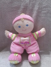 Fisher Price Pink Baby's First Doll Stuffed Plush Baby Rattle Security Lovey 10"