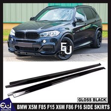 FOR BMW X5M F85 F15 X6M F86 F16 GLOSS BLACK SIDE SKIRT EXTENSION BLADE LIP 14-18