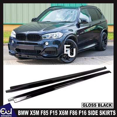 FÜR BMW X5M F85 F15 X6M F86 F16 GLANZ SCHWARZ SEITENSCHWELLER VERLÄNGERUNG KLINGE LIPPE 14-18