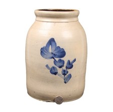 LARGE Antique Salt Glazed Stoneware FLOWER CROCK C.1870 2 Gallon NY? VT /NEW ENG