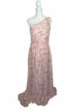Azazie One Shoulder Chiffon Bridesmaid Dress Blush Pink Floral Formal Gown A10