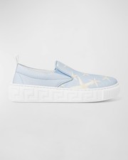 Versace Boys Starfish Print Slip-On Trainers size 2Y Canvas Stampa La Vacanza
