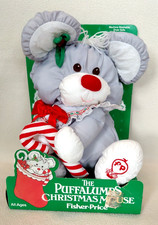 1987 Fisher-Price Puffalumps Christmas Mouse Plush 8016  NOT ATTACHED TO BOX 