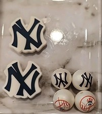 6 Pcs New York Sports Baseball Acrylic Beads 16mm Focal DIY Silicone Yankees