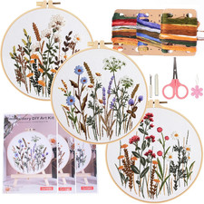 Embroidery Practice Kits, Flower Pattern Embroidery Kit for Beginners Adults