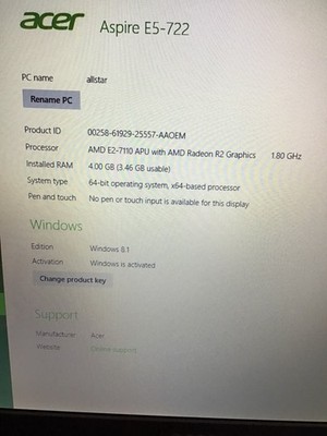 ACER ASPIRE E 17 E5-722-22S8 (ALS029194)