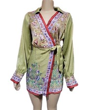 Urban Outfitters Sonia Satin RETRO Size S Wrap Dress, Japanese Kimono Vibe #C