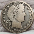 1894 S Barber Half Dollar, Semi Key Date, VG+ Coin - Barb-94S1