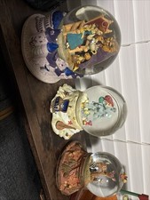 Disney Snowglobes Lot of 3 Bambi, The Little Mermaid, & Beauty & The Beast