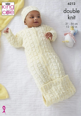 6212 King Cole Baby Schlafsack, Pullover, Jacke, Mütze, DK Doppelstrick