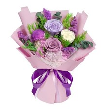 Preserved Flowers Bouquet - Birthday Gifts for Women, Real Flowers for Purple