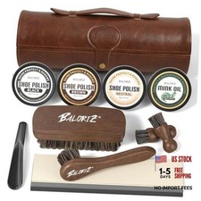 13Pcs Shoe Polish Kit, Shoe Shine Kit for Men Women with Horsehair Dark Brown