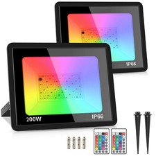 2 Pack 220V RGB LED Flood Lights IP66  Color Changing Floodlight with8469