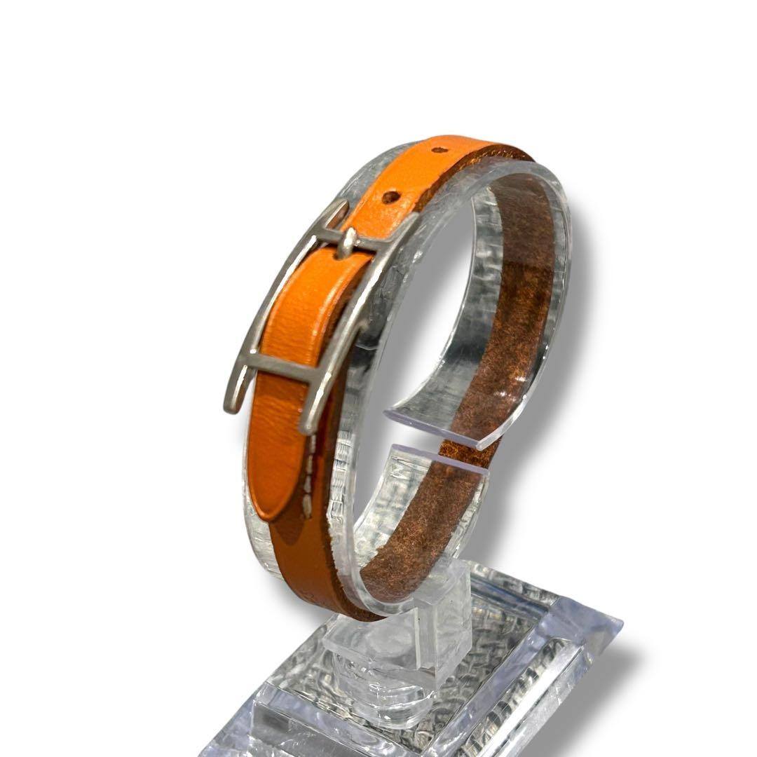 HERMES Api Leather Bracelet Adjustable Brown Bang… - image 8