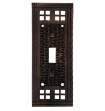 Arts and Crafts Bronze Single Gang Switch Plate Cover Mission - Bungalow