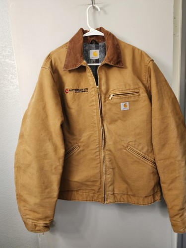 Vintage Carhartt Detroit Jacket Tan Duck Canvas Blanket Lined Measurements