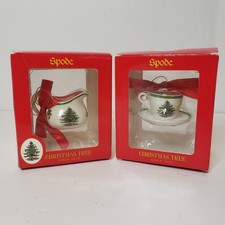 Spode Lot Of 2 Christmas Tree Ornaments Creamer  Cup  Saucer Holiday