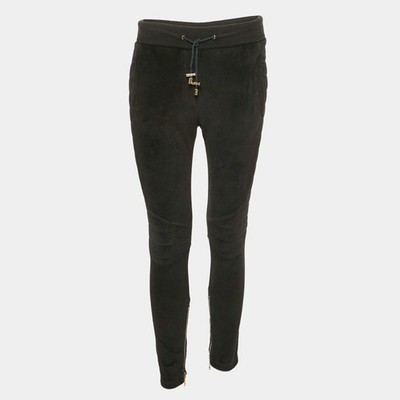 Balmain Hose schwarz Velour gesteppt S