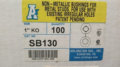 Arlington SB130 Non-Metallic Bushing Grommet for Metal Studs - 100 Pack Lot