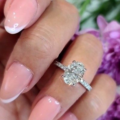 Exklusiver Diamant Ring IGI 2,50 Karat E F VVS Lab Grown 14k Weißgold Ovalsch...