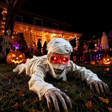 Halloween Skeleton Groundbreaker Crawling Zombie with Light Eyes Creepy Sound