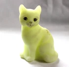 Fenton Pink Blossom Cat With Hand-Painted Pink Floral Design signed glows