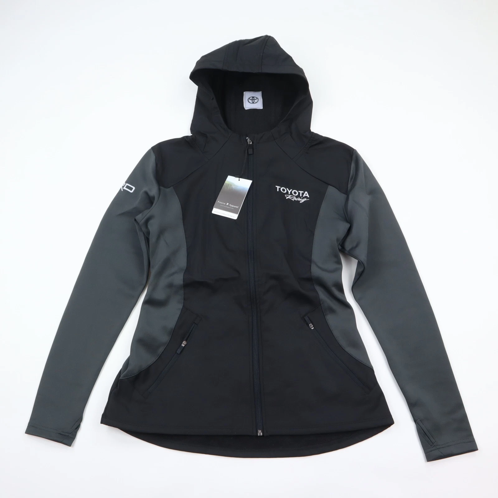 Toyota Racing TRD Jacket Womens Medium Black Hooded Cinch Back Full Zip NWT NEW