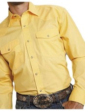 Roper Western Shirt Mens L/S Snap Solid Yellow, M