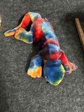 Ty Beanie Buddy Lizzy The Lizard Tie Dye 21" 1999 Red Blue Yellow White