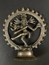 Vintage Dancing Shiva Nataraja Shiva Hindu god Brass Statue 3.5" Desk Ornament