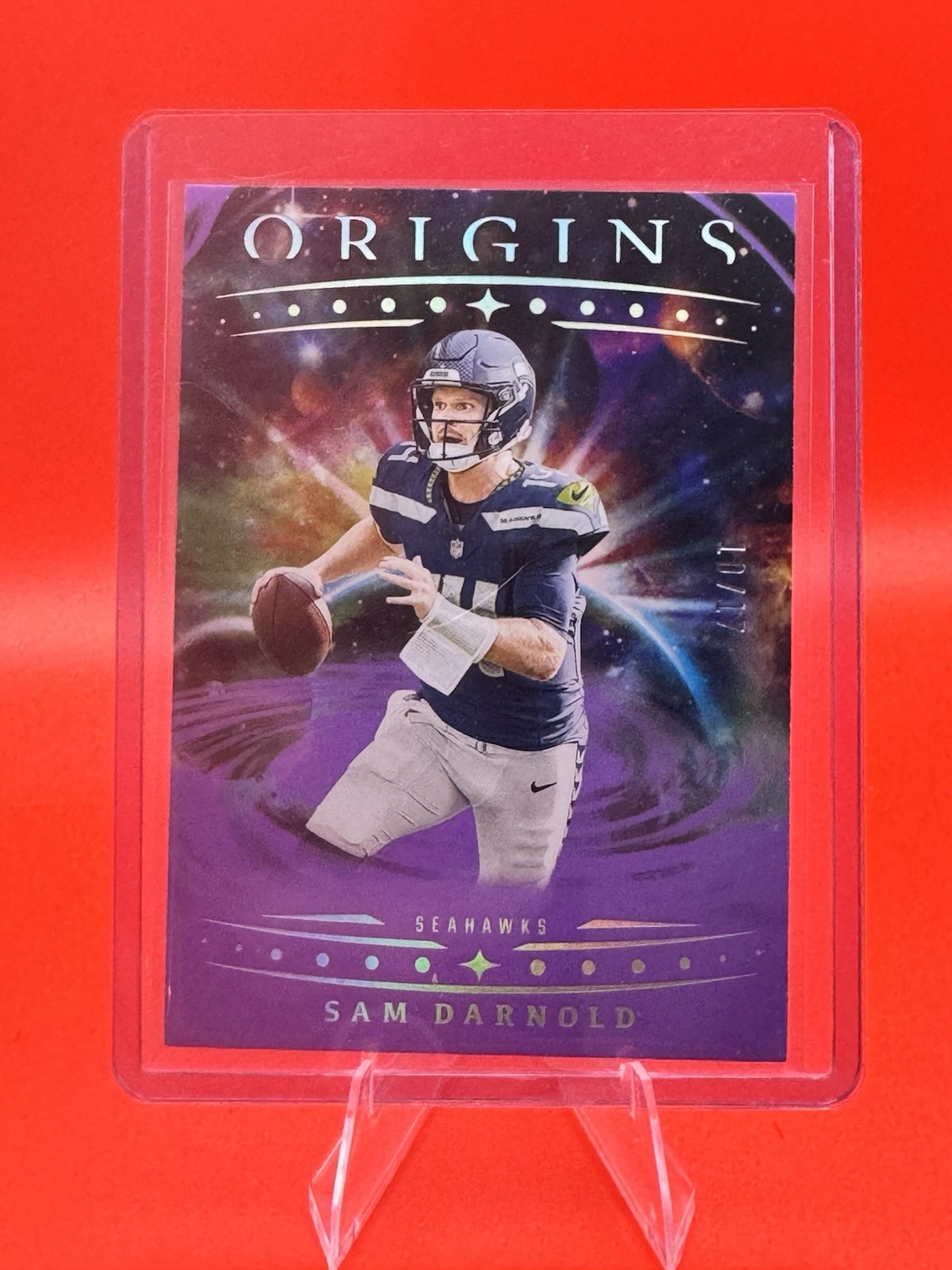 2025 Panini Origins Sam Darnold, Sam Darnold #58 Purple /17 Seahawks