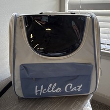 Hello Cat Blue Carrier Backpack with Mesh Ventilation and Front Pocket