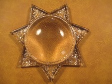 VINTAGE GLASS 7 POINT STAR DOME MAGNIFYING GLASS PAPERWEIGHT