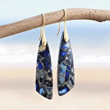 Genuine Blue Imperial Jasper Stone Healing Dangle Earring Gemstone Drop Earring