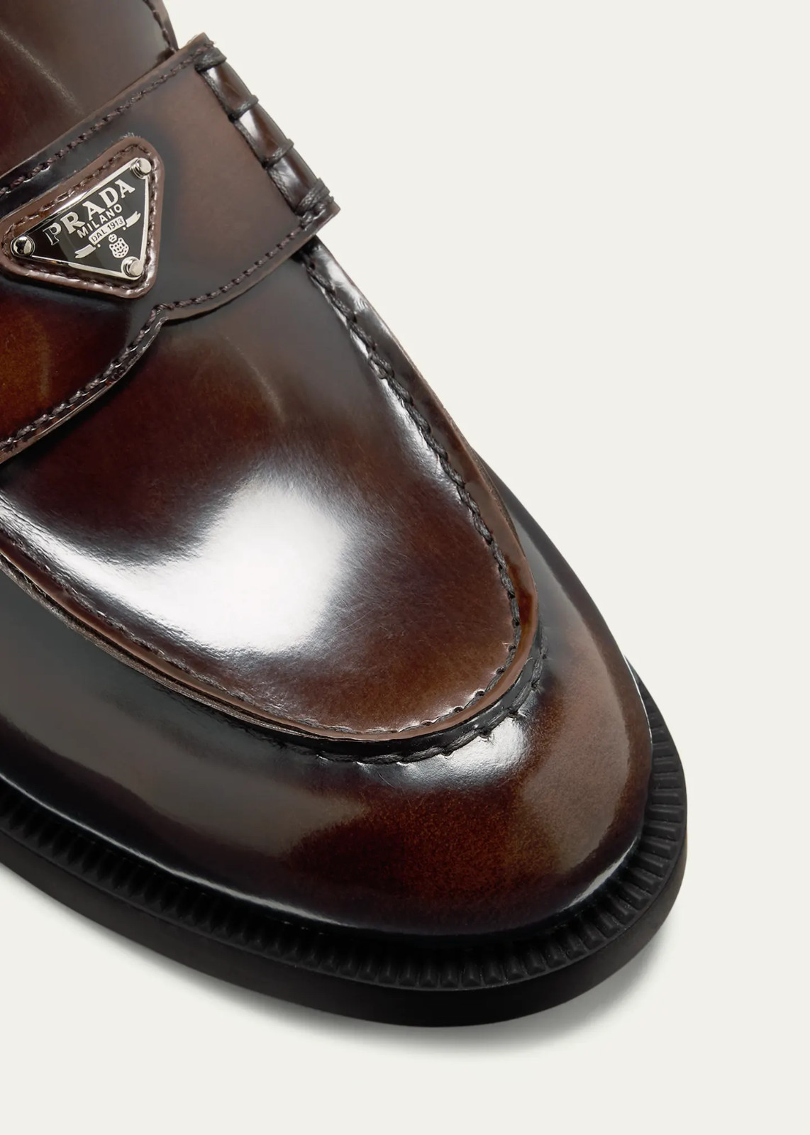 Prada Bruciato Brown Calfskin Leather Loafer Creeper Moccasin Slip On Flat 41.5 image 7