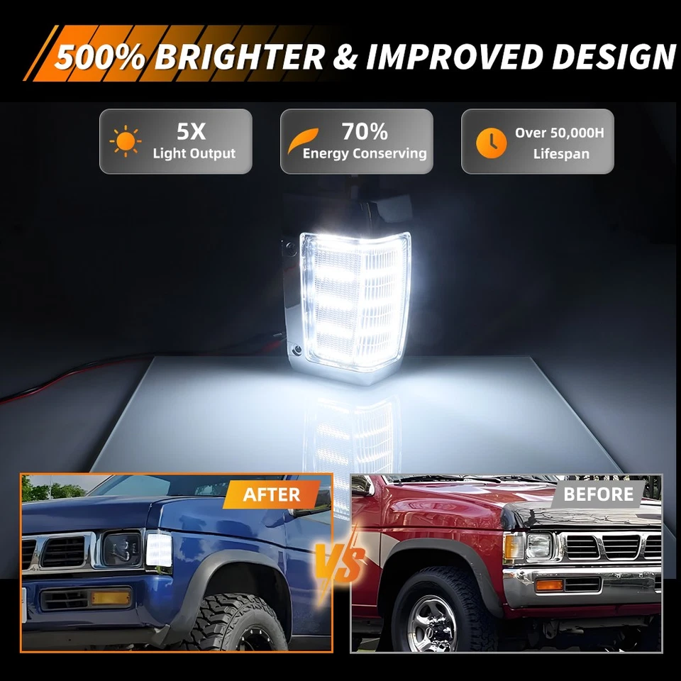 2X Luces de señalización laterales LED blancas transparentes para camioneta Nissan D21 90-97 Foto 2 de 4