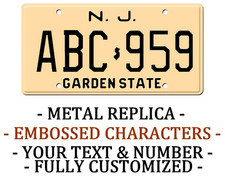 New Jersey 1972 METAL EMBOSSED License Plate Personalized Car Auto REPLICA