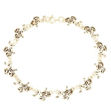 Whimsical Frog Link Bracelet 14K Yellow Gold Plated Sterling Silver