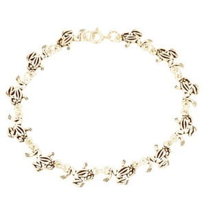 Authentic Whimsical Frog Link Bracelet 14K Yellow Gold Plated Sterling Silver
