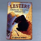 Lesters Reloading Funny Vintage Look Funny TIN SIGNAGE RELOADING ROOM SIGN