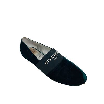GIVENCHY Green Velvet Bedford Logo Smoking Slipper Flats Loafer Size 39.5