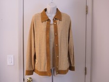 ESCADA Camel Rayon Blend Suede Trim Jeweled 2 Pc Cardigan/Tank Set Size 42 US 12