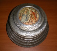 Caja de música y espejo vintage estilo victoriano de aluminio POWDER PUFF baratija NO FUNCIONA