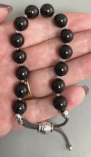 Original Schwan signiert Swarovski schwarze Kristall Perlen Bettelarmband - #1161153