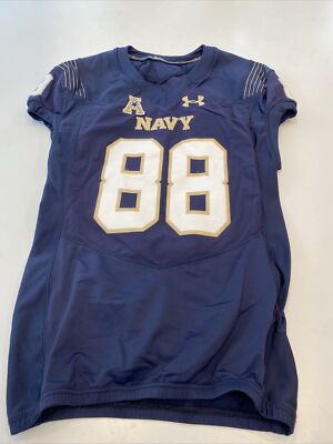 Game Worn Used Navy Midshipmen Football Jersey USNA Naval Academy UA Sz 44  #88