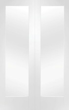 Image of Internal Pattern 10 White Primed Rebated Pair Clear Glazed Doors