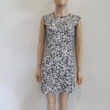 Oscar de la Renta Grey w/White/Printed Paillettes/Sequin Sleeveless Dress US 4