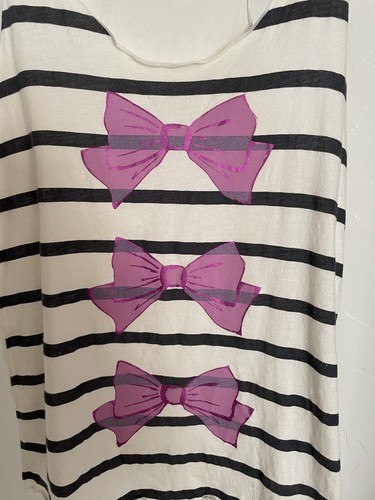 VINTAGE Y2K Forever 21 Girls TROMPE L’OEIL Bows and Stripes Print TANK TOP Large - Picture 3 of 8