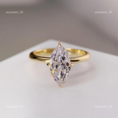 Diamond Prong April Birth Solitaire Birthday Ring Jewelry 18K Solid Yellow Gold