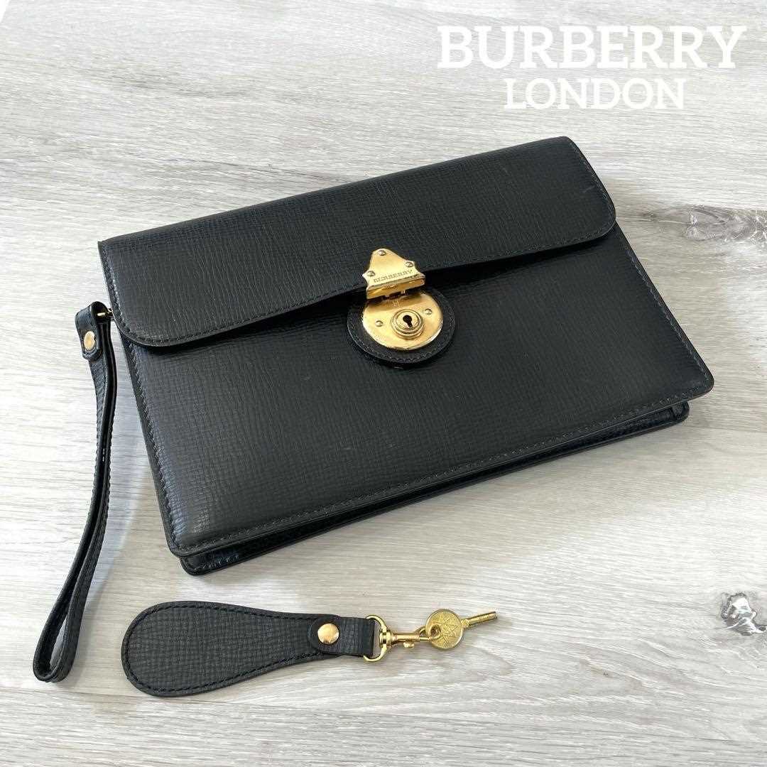 Burberry Second Bag Vintage Leather Black men's USED FROM JAPAN